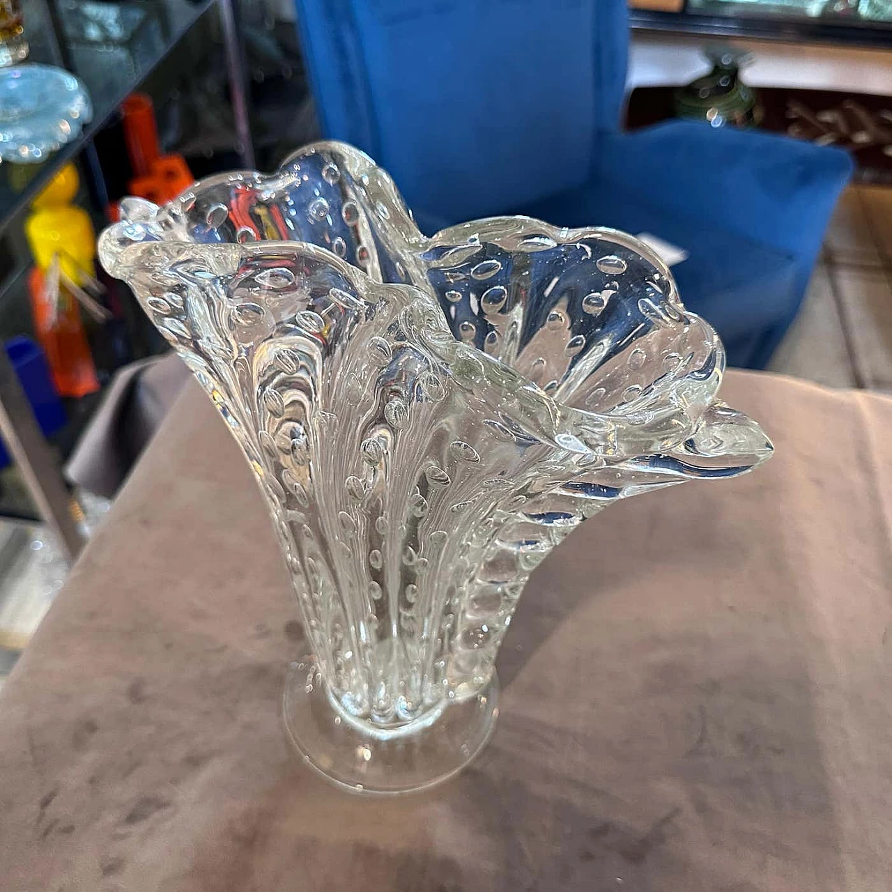 Murano glass bullicante vase by Barovier, 1950s 9