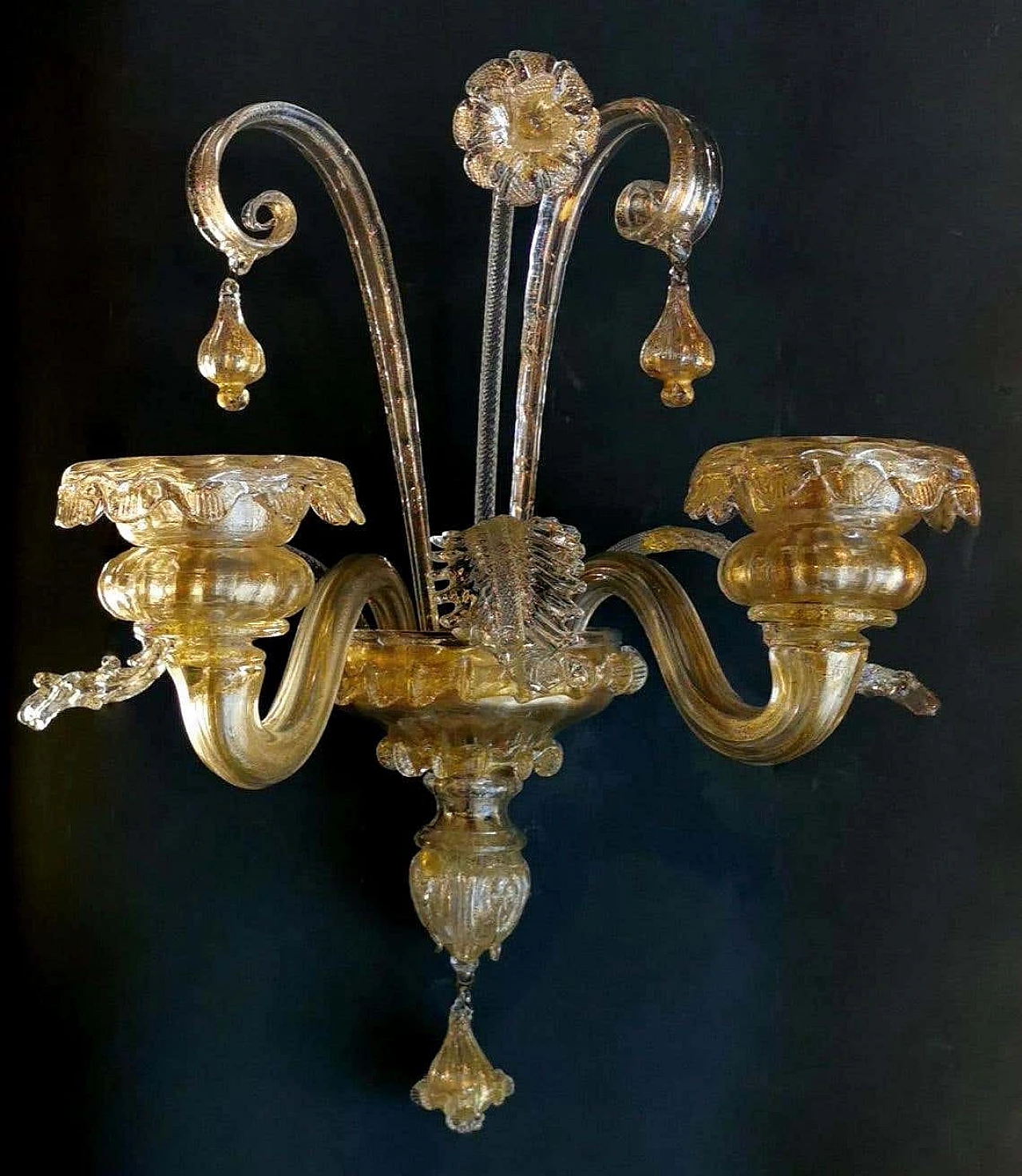 Murano glass wall sconce in Art Nouveau style, 1950s 1