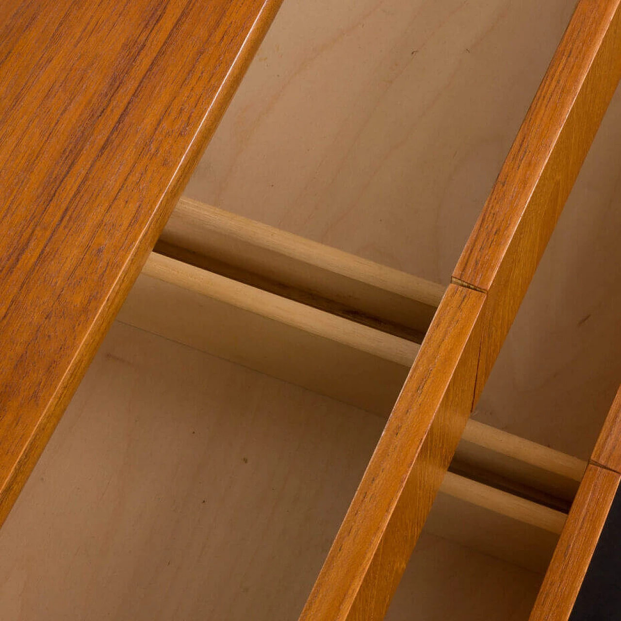 Scandinavian teak vanity table with trapezoidal mirror attributed to John Texmon, 1960s 14