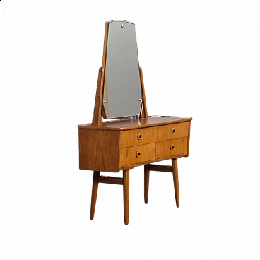 Scandinavian teak vanity table with trapezoidal mirror attributed to John Texmon, 1960s