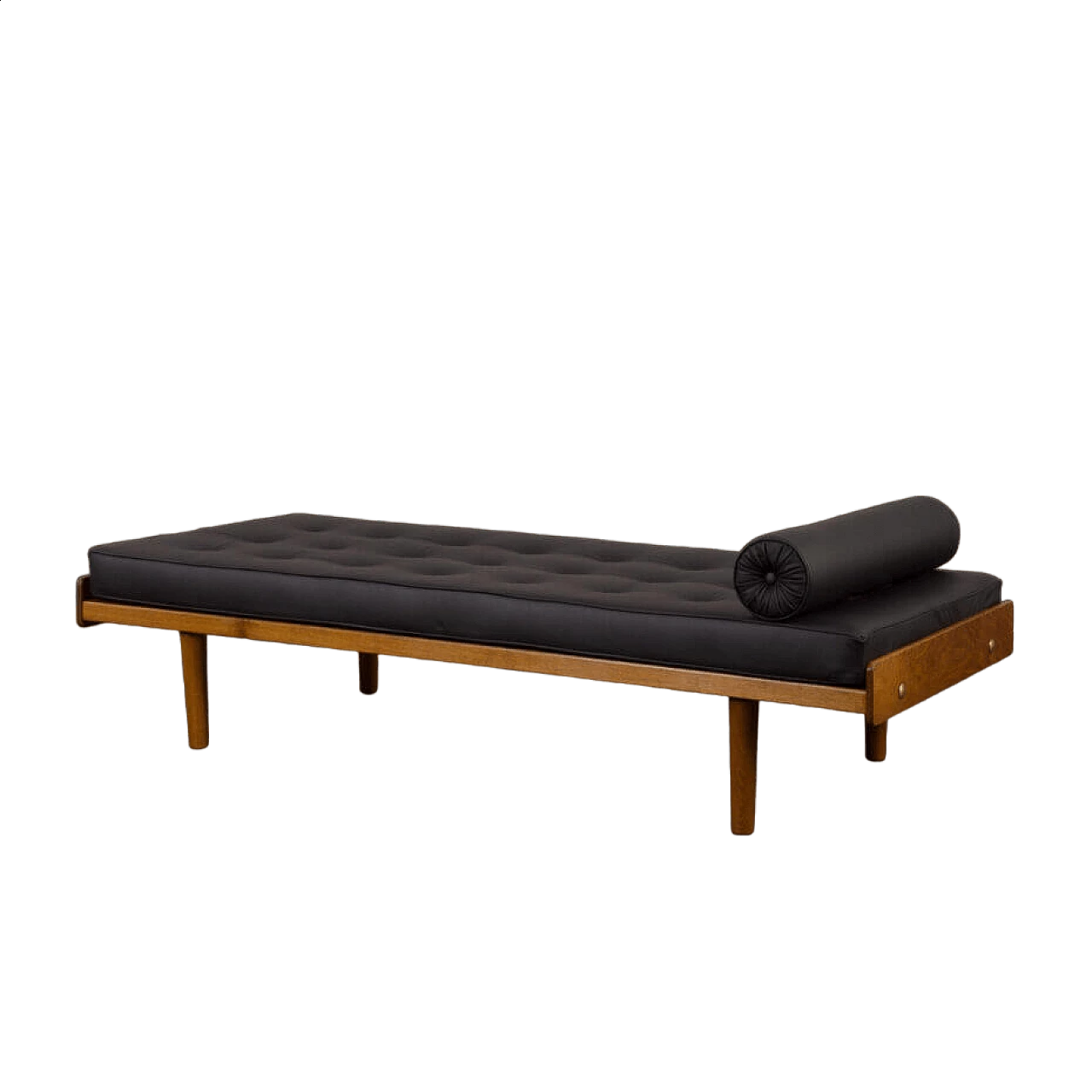 Daybed G19 in oak and black leather by Ejvind A. Johansson for FDB Furniture, 1960s 14