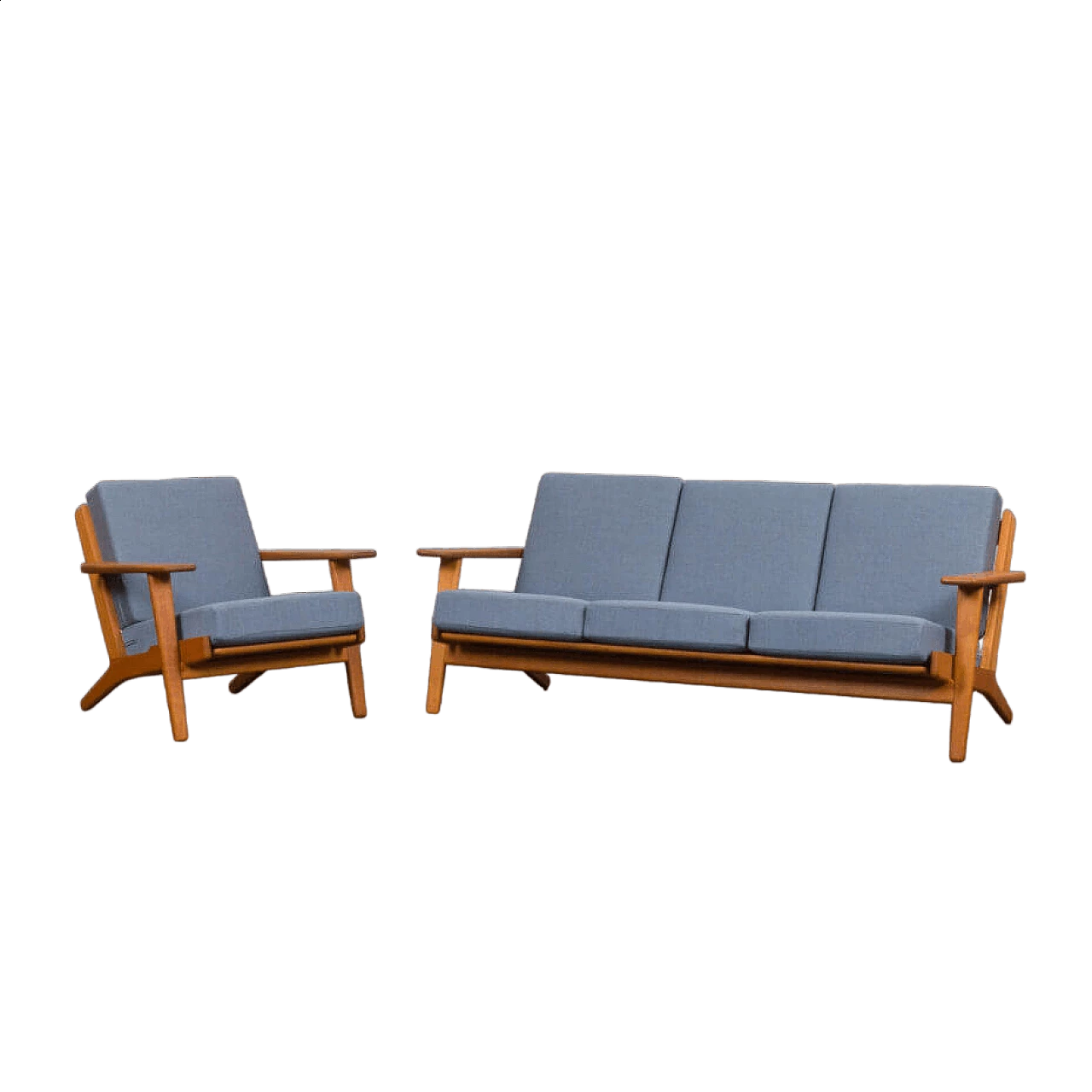 GE-290 oak three-seater sofa and armchair by Hans J. Wegner for Getama, 1950s 24