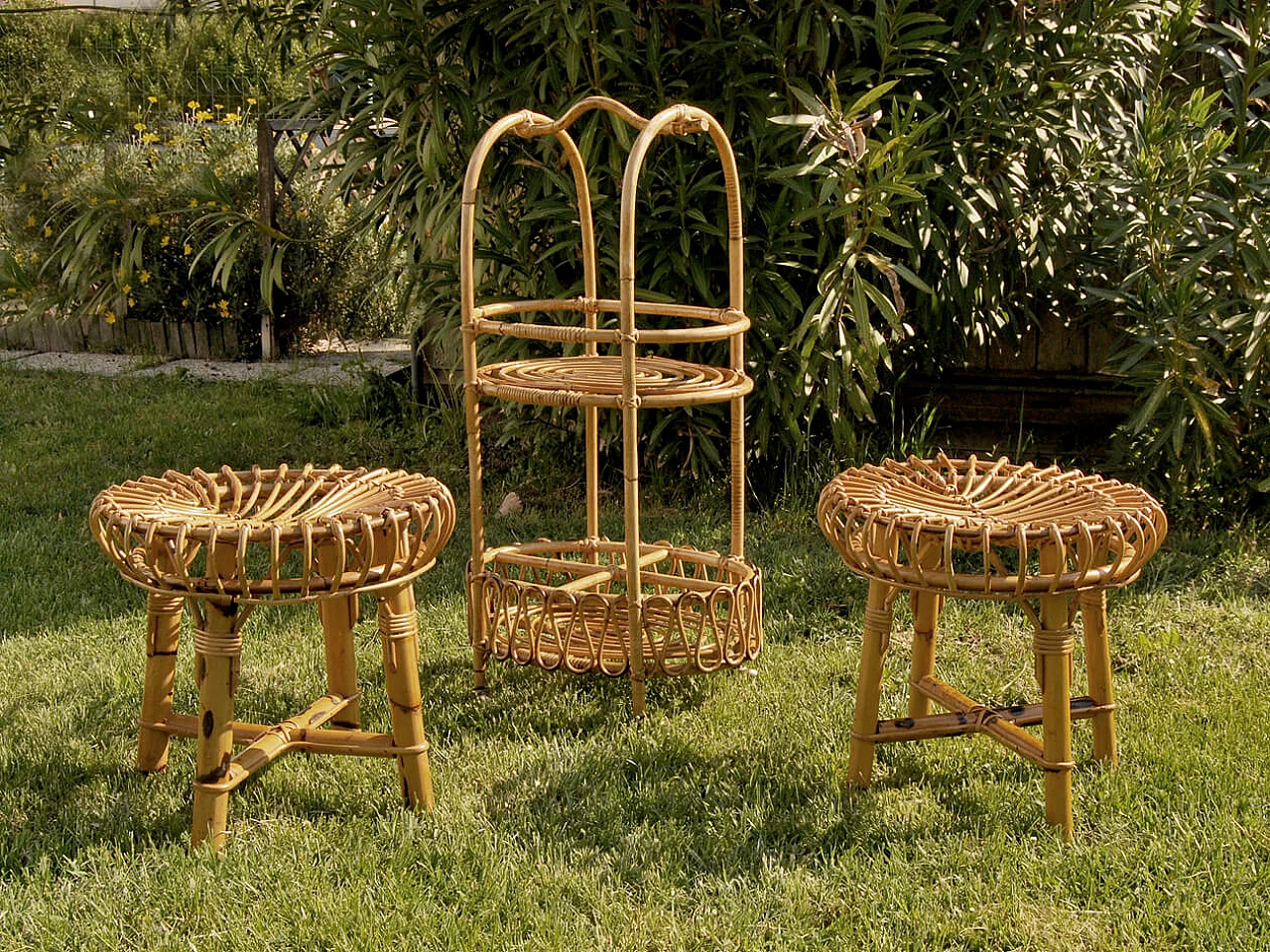 Bamboo liquor cart, 1950s 6