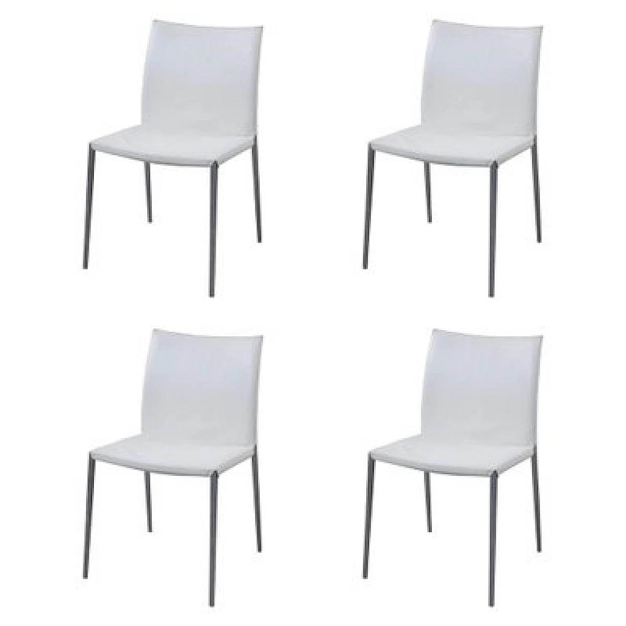 4 Lia leather and aluminium chairs by Roberto Barbieri for Zanotta, 1990s 1