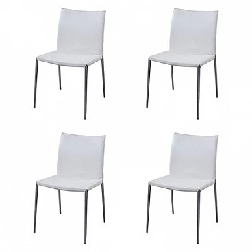 4 Lia leather and aluminium chairs by Roberto Barbieri for Zanotta, 1990s