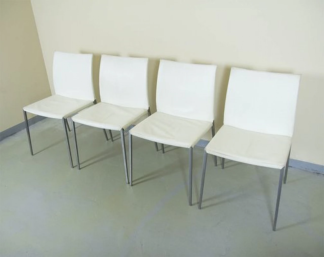 4 Lia leather and aluminium chairs by Roberto Barbieri for Zanotta, 1990s 2