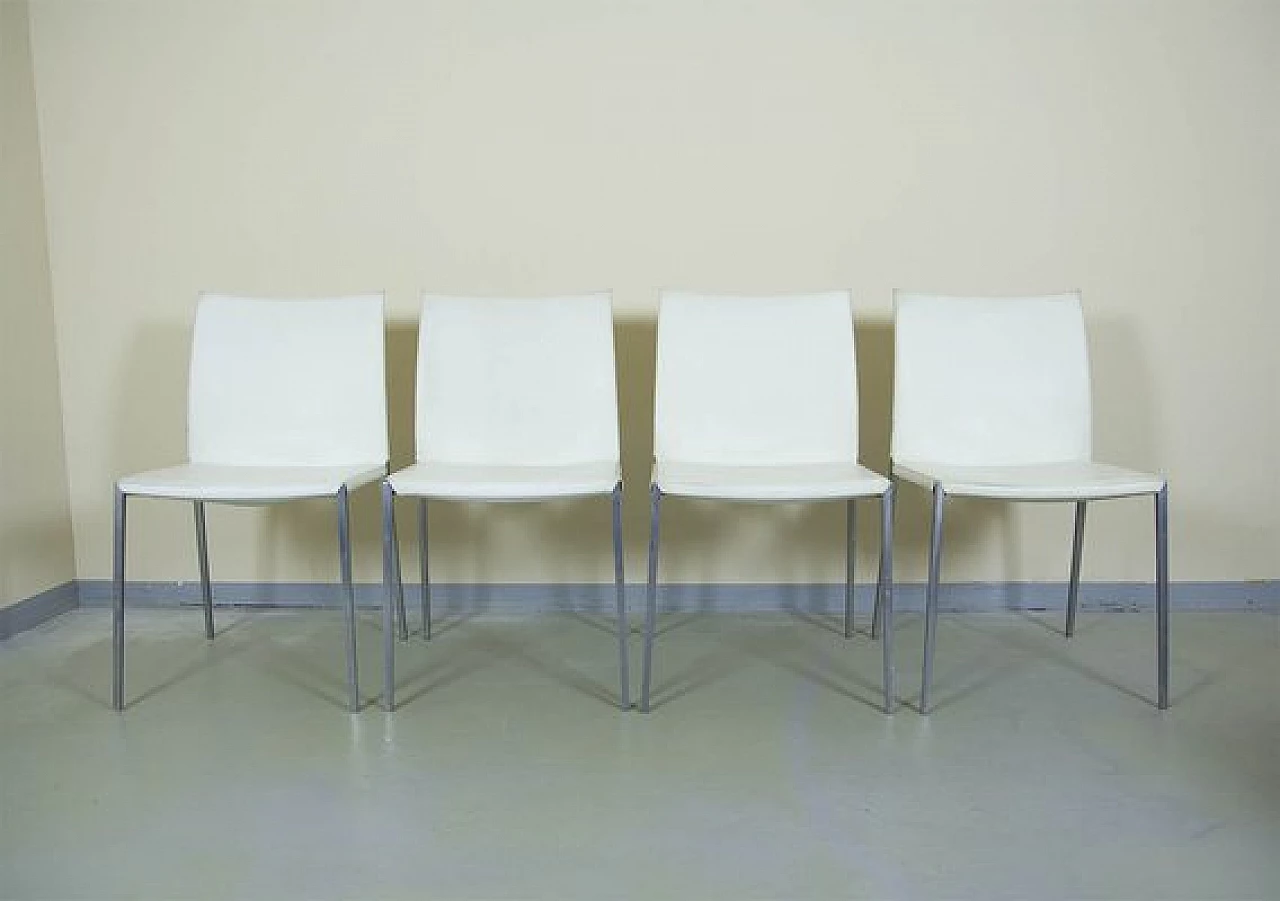 4 Lia leather and aluminium chairs by Roberto Barbieri for Zanotta, 1990s 3