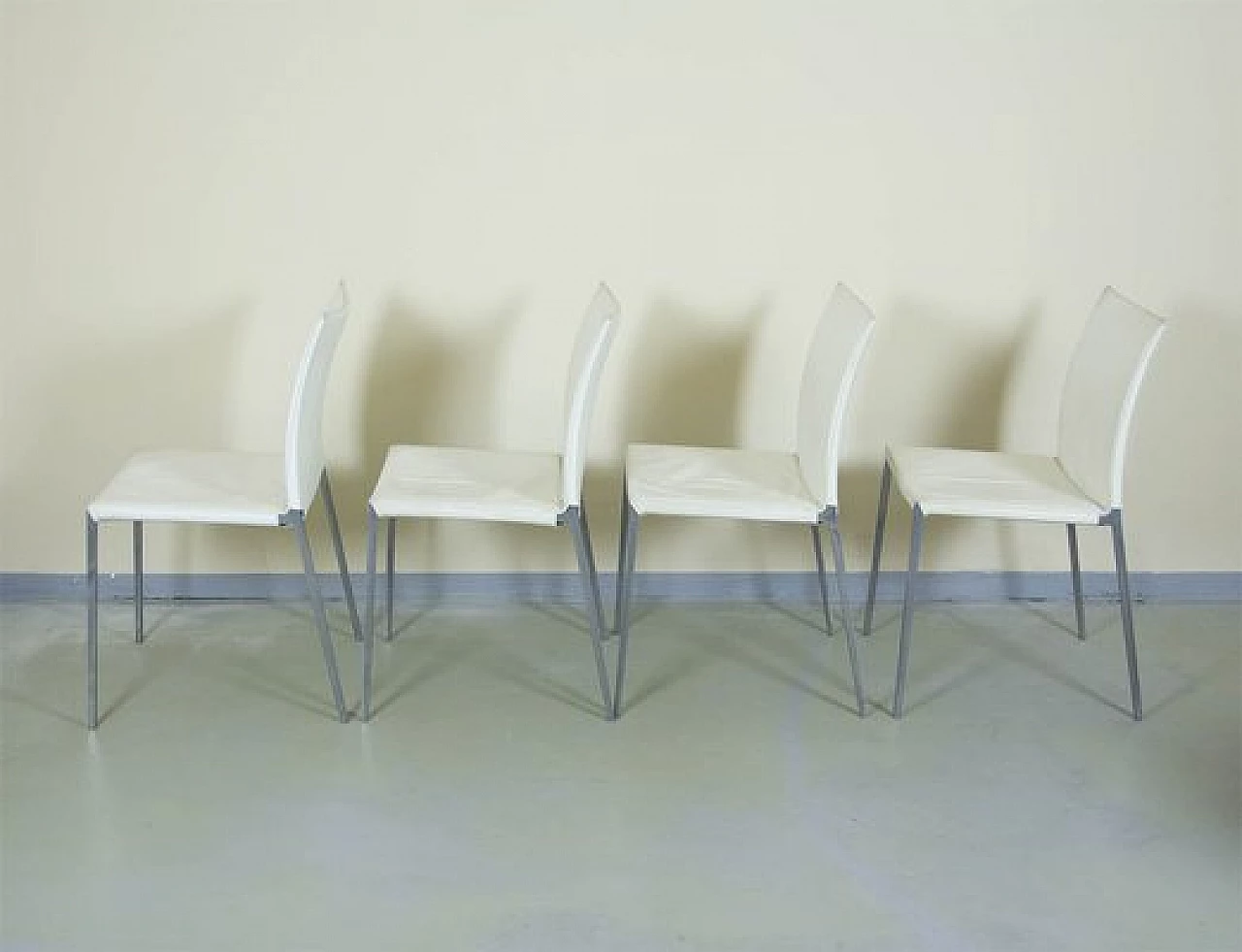 4 Lia leather and aluminium chairs by Roberto Barbieri for Zanotta, 1990s 4