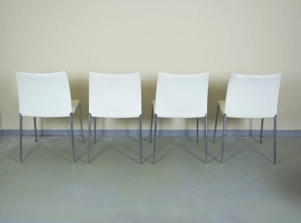 4 Lia leather and aluminium chairs by Roberto Barbieri for Zanotta, 1990s 5