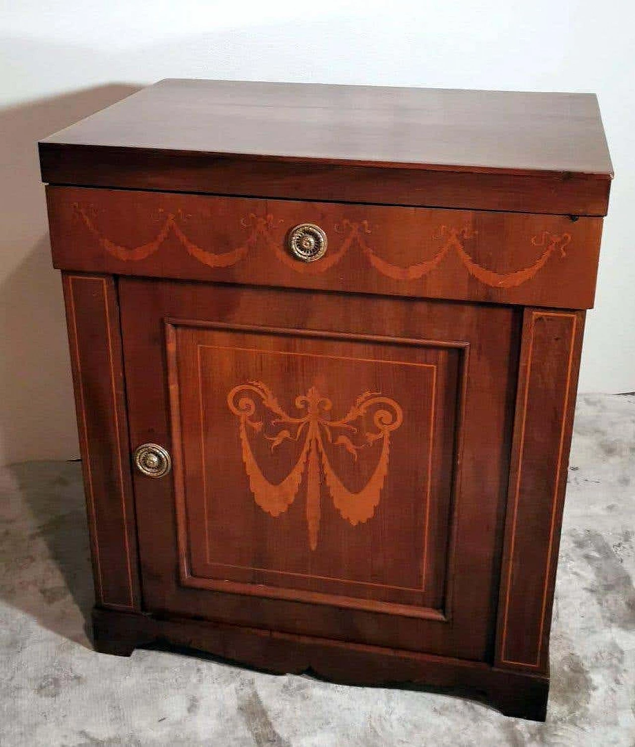 Biedermeier-style sideboard in sapele wood with birch inlay, late 19th century 1