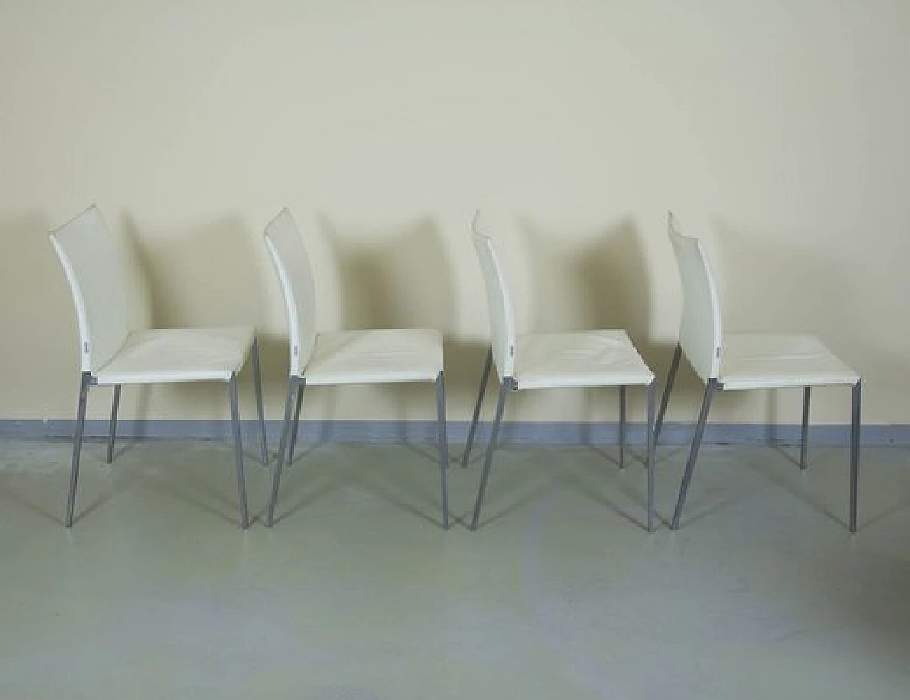 4 Lia leather and aluminium chairs by Roberto Barbieri for Zanotta, 1990s 6