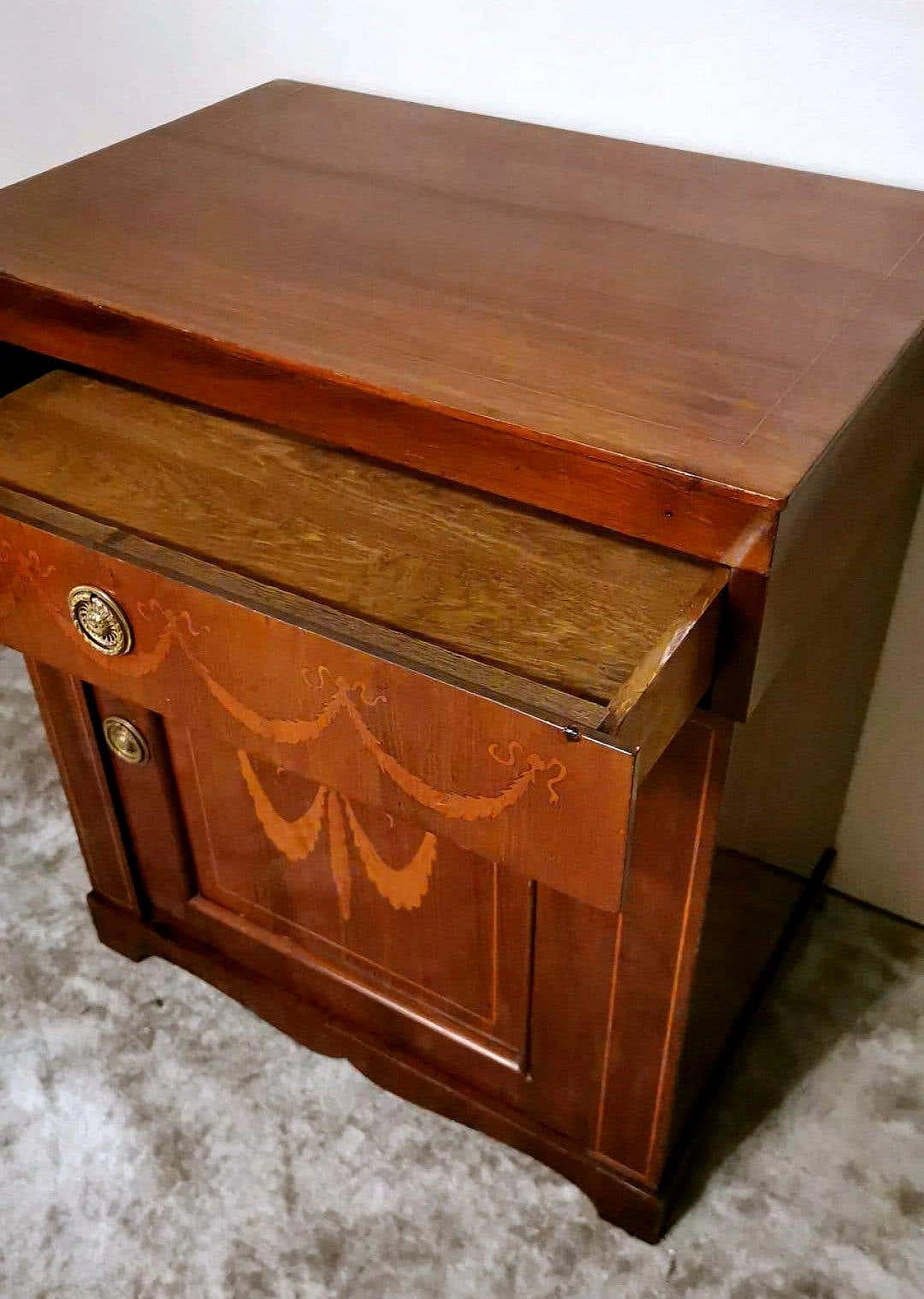 Credenza in stile Biedermeier in legno sapele con intarsi in betulla, fine '800 3