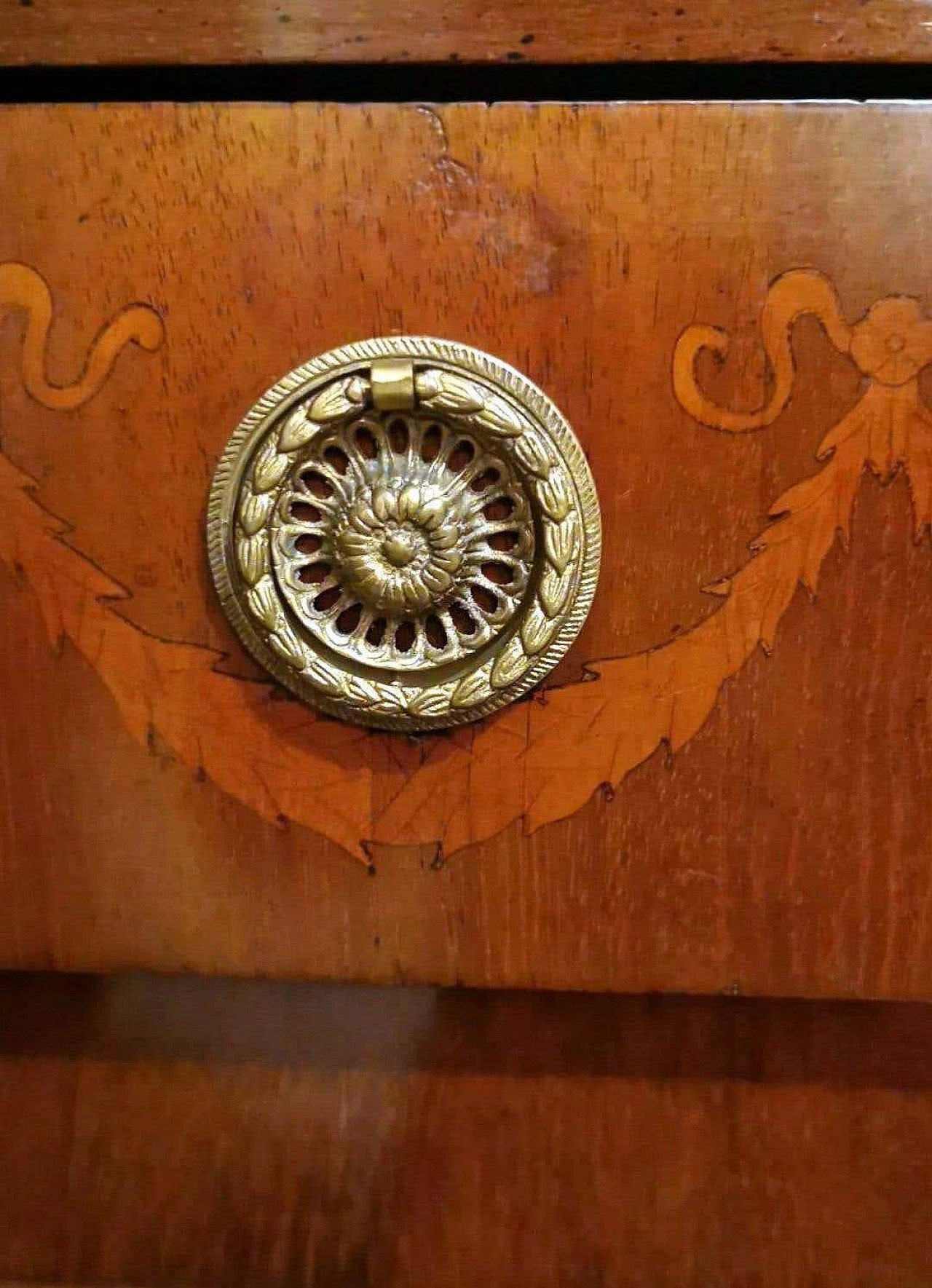 Credenza in stile Biedermeier in legno sapele con intarsi in betulla, fine '800 4