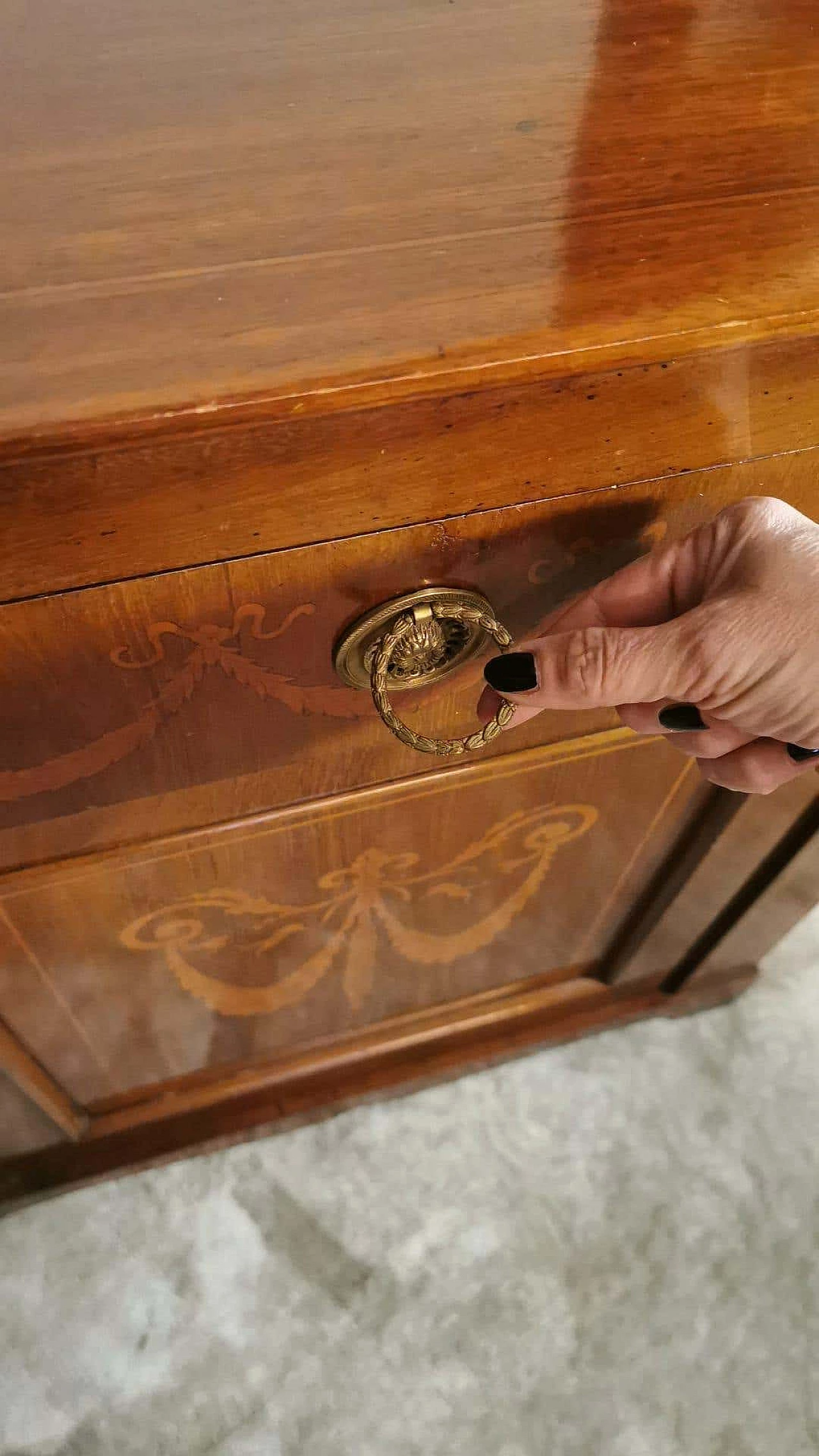 Biedermeier-style sideboard in sapele wood with birch inlay, late 19th century 5