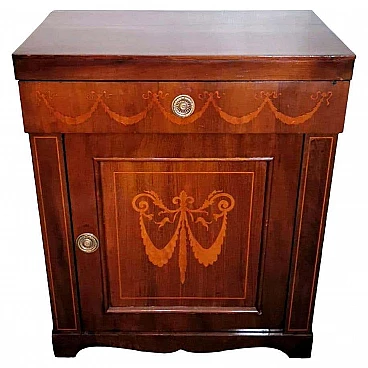 Biedermeier-style sideboard in sapele wood with birch inlay, late 19th century