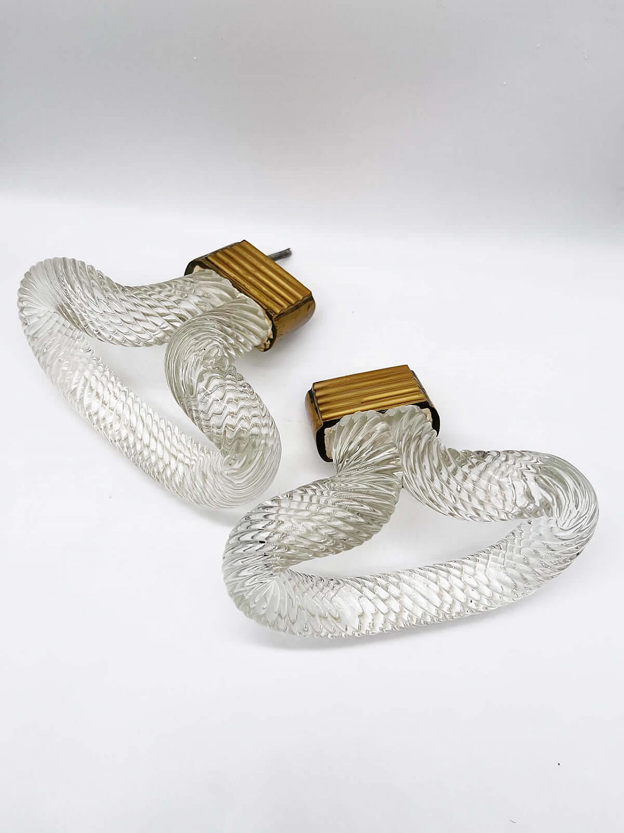5 Maniglie in cristallo e ottone attribuita a Barovier & Toso, anni '50 6