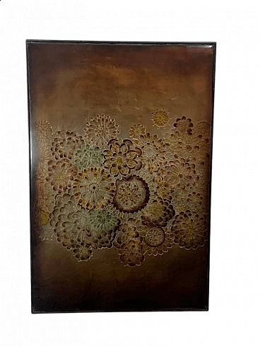 Wood panel with back-decorated plexiglass, 1970s