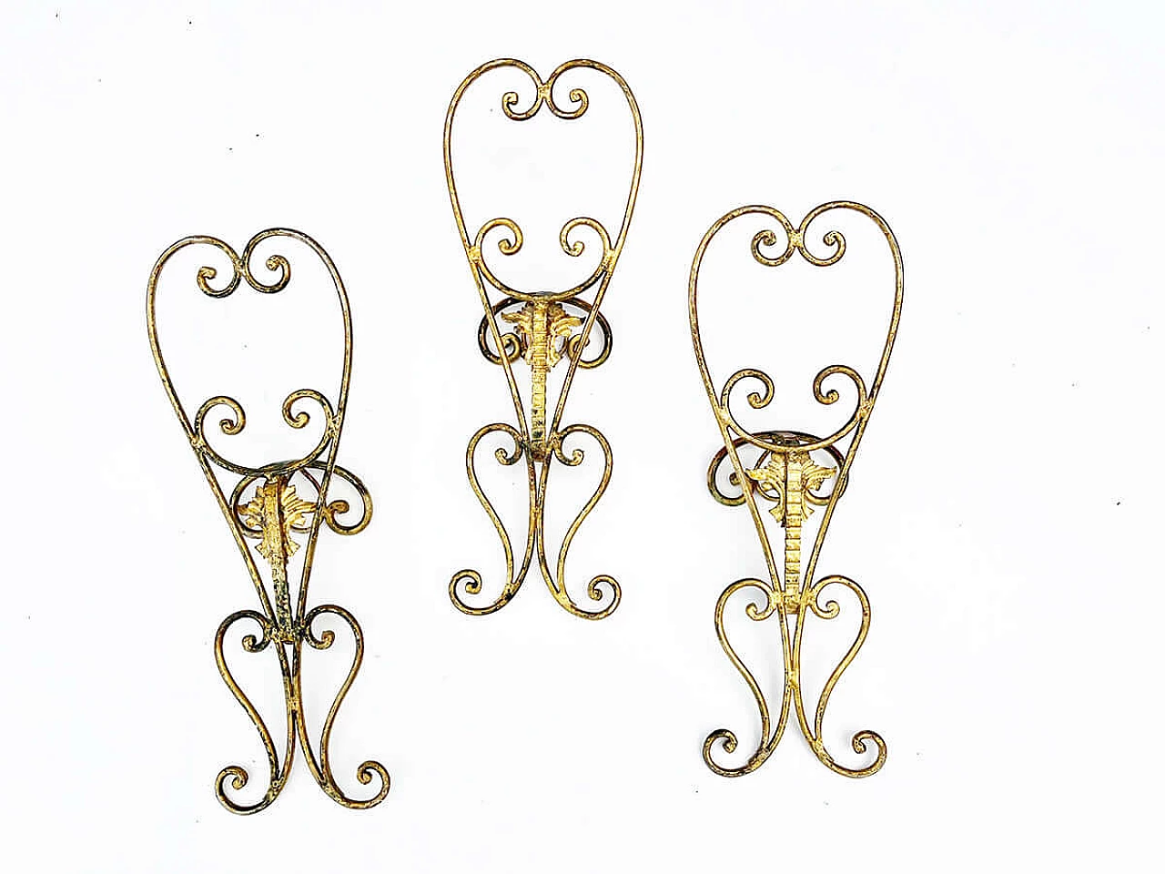 3 Gold wrought iron coat hooks, 1950s 2