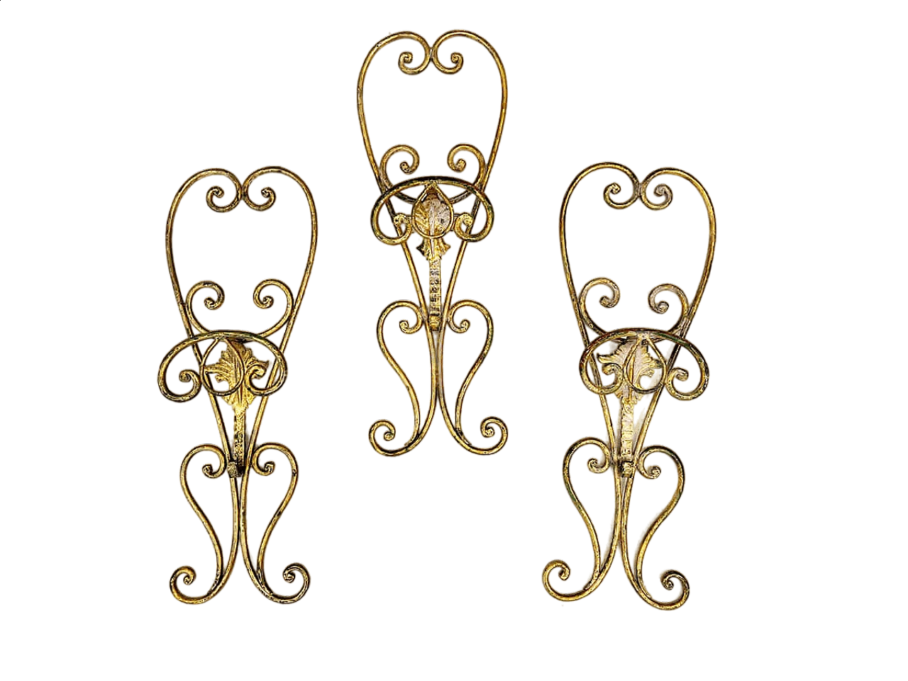 3 Gold wrought iron coat hooks, 1950s 4