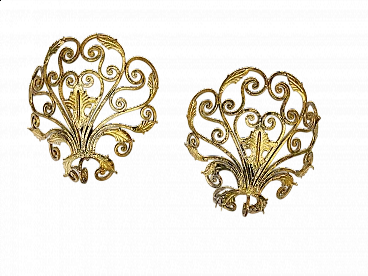 Pair of gold-decorated wrought iron wall sconces attributed to Pierluigi Colli, 1950s