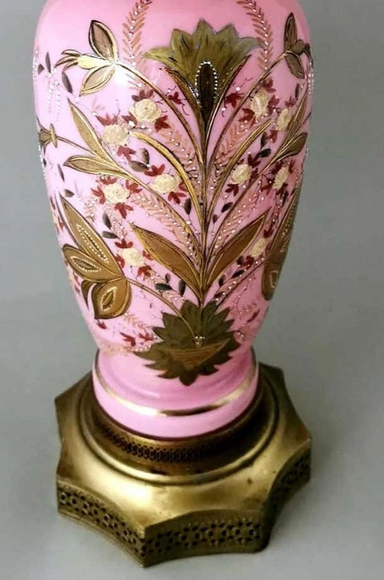 Napoleon III style table lamp in hand-painted opaline glass, late 19th century 4