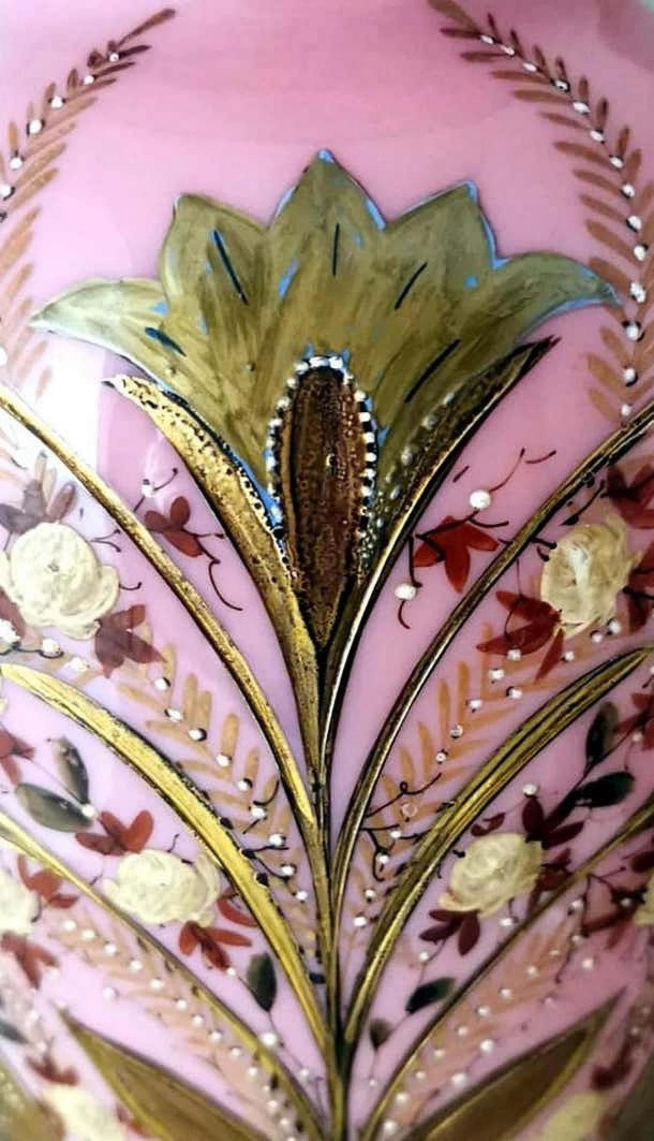 Napoleon III style table lamp in hand-painted opaline glass, late 19th century 10