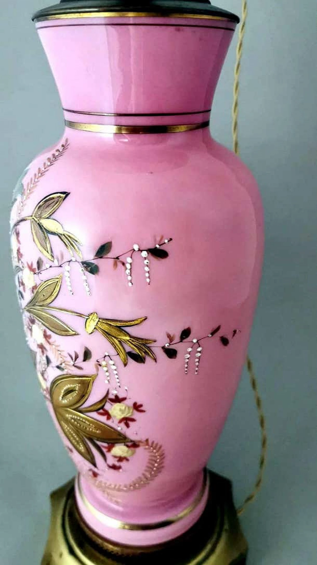 Napoleon III style table lamp in hand-painted opaline glass, late 19th century 14