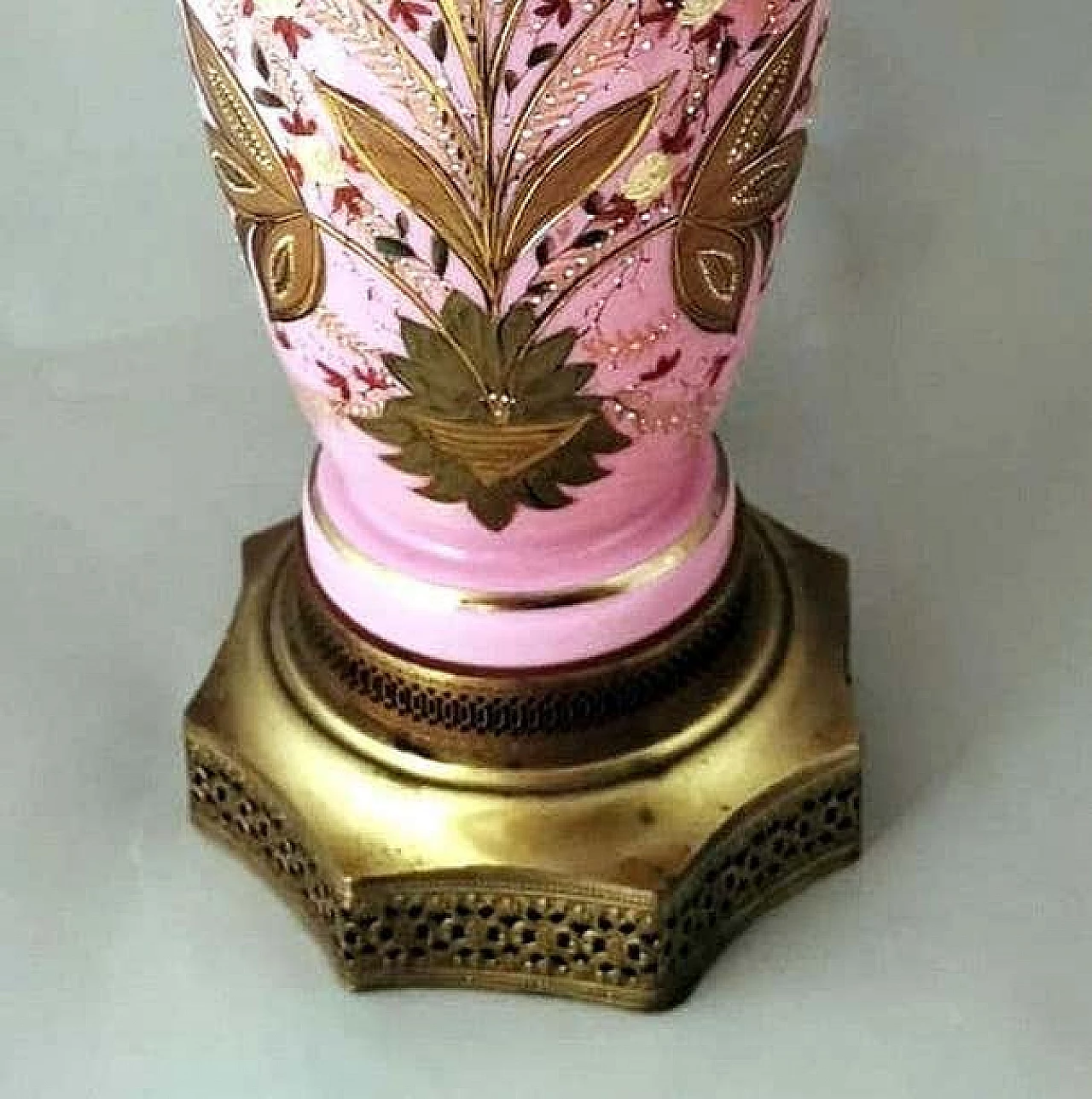 Napoleon III style table lamp in hand-painted opaline glass, late 19th century 16