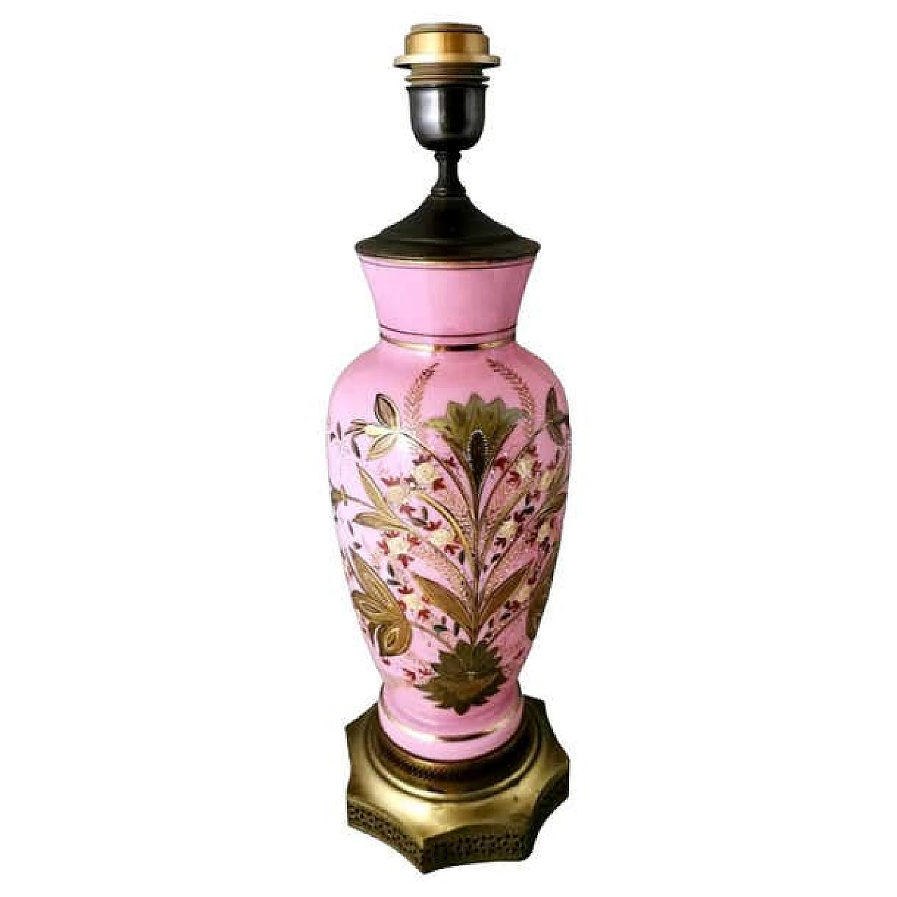 Napoleon III style table lamp in hand-painted opaline glass, late 19th century 21