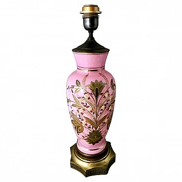 Napoleon III style table lamp in hand-painted opaline glass, late 19th century