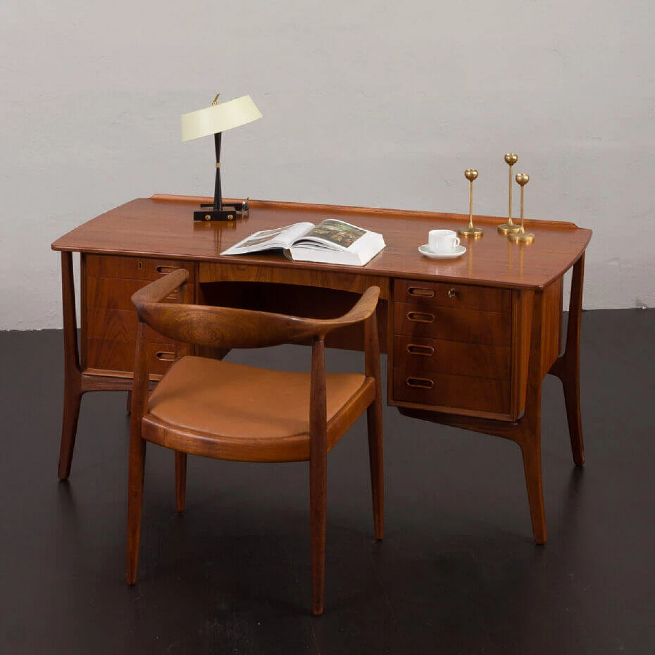 Danish teak desk by Svend Aage Madsen for HP Hansen, 1960s 1
