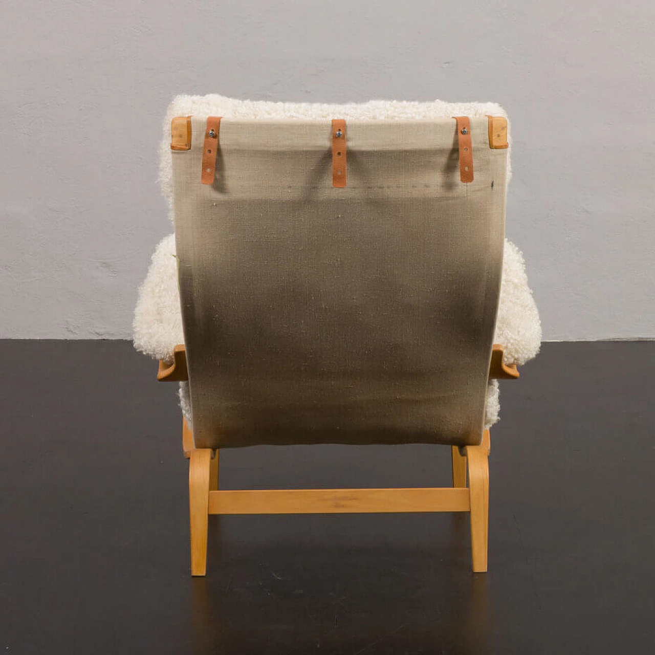 Pernilla armchair in bent beech and natural sheepskin by Bruno Mathsson for Dux, 1960s 5
