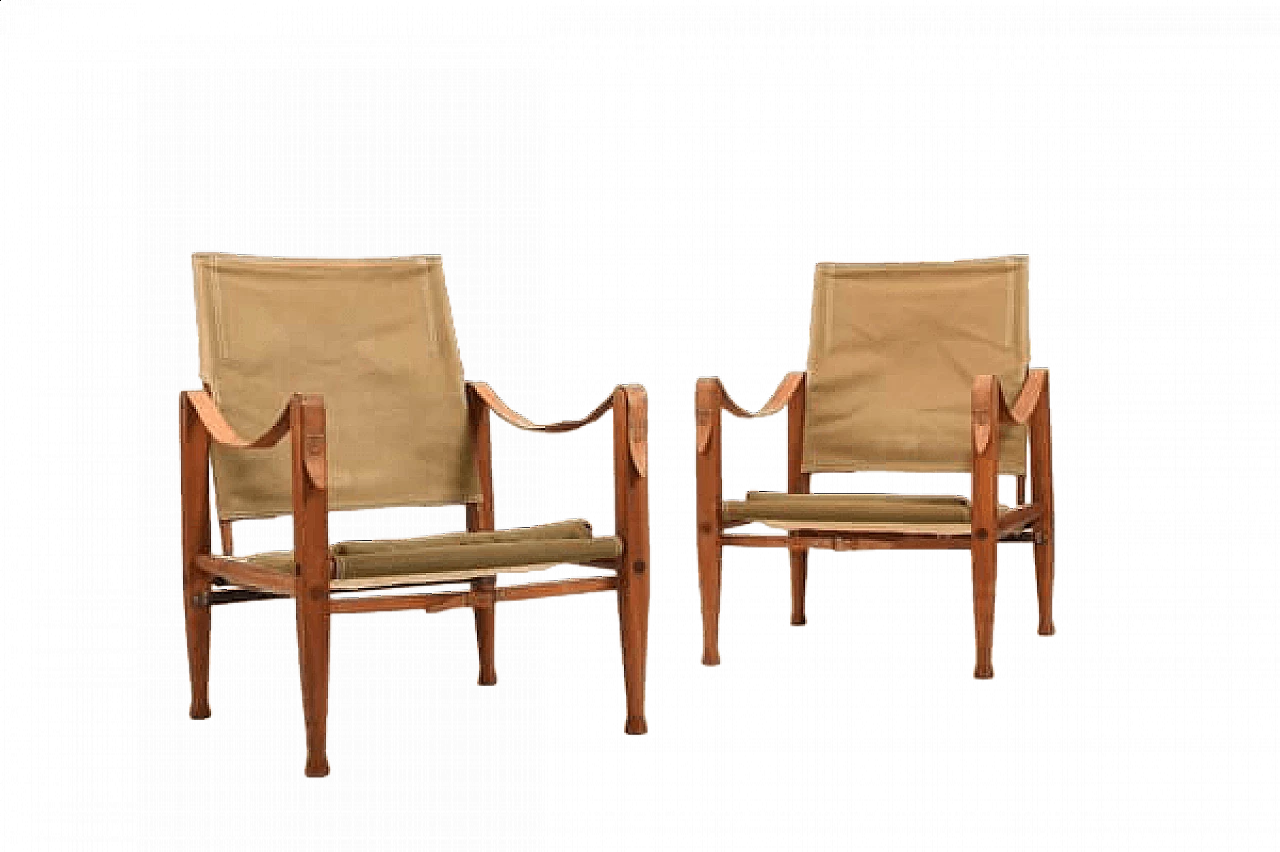 Coppia di sedie Safari di Kaare Klint per Rud. Rasmussen, anni '60 15