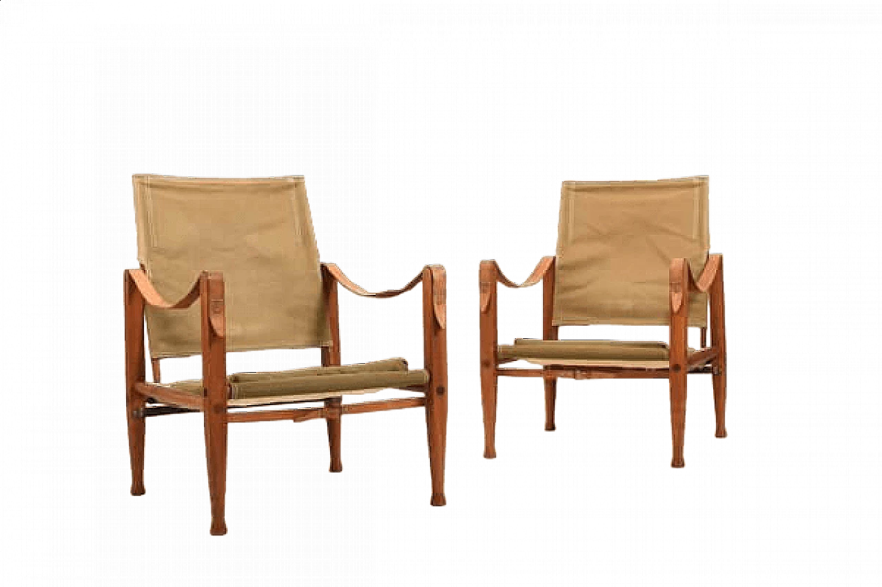 Pair of Safari chairs by Kare Klint for Rud. Rasmussen, 1960s 15