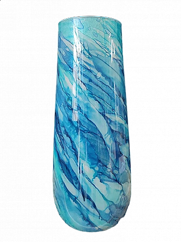 Blue glass vase with streaks, 1970s