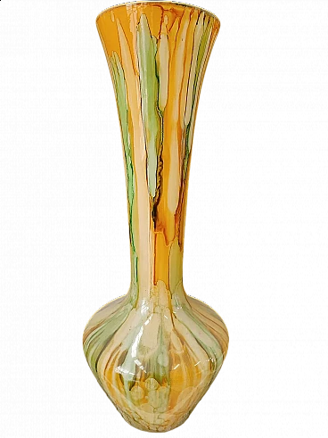 Glass vase with yellow and green streaks, 1970s