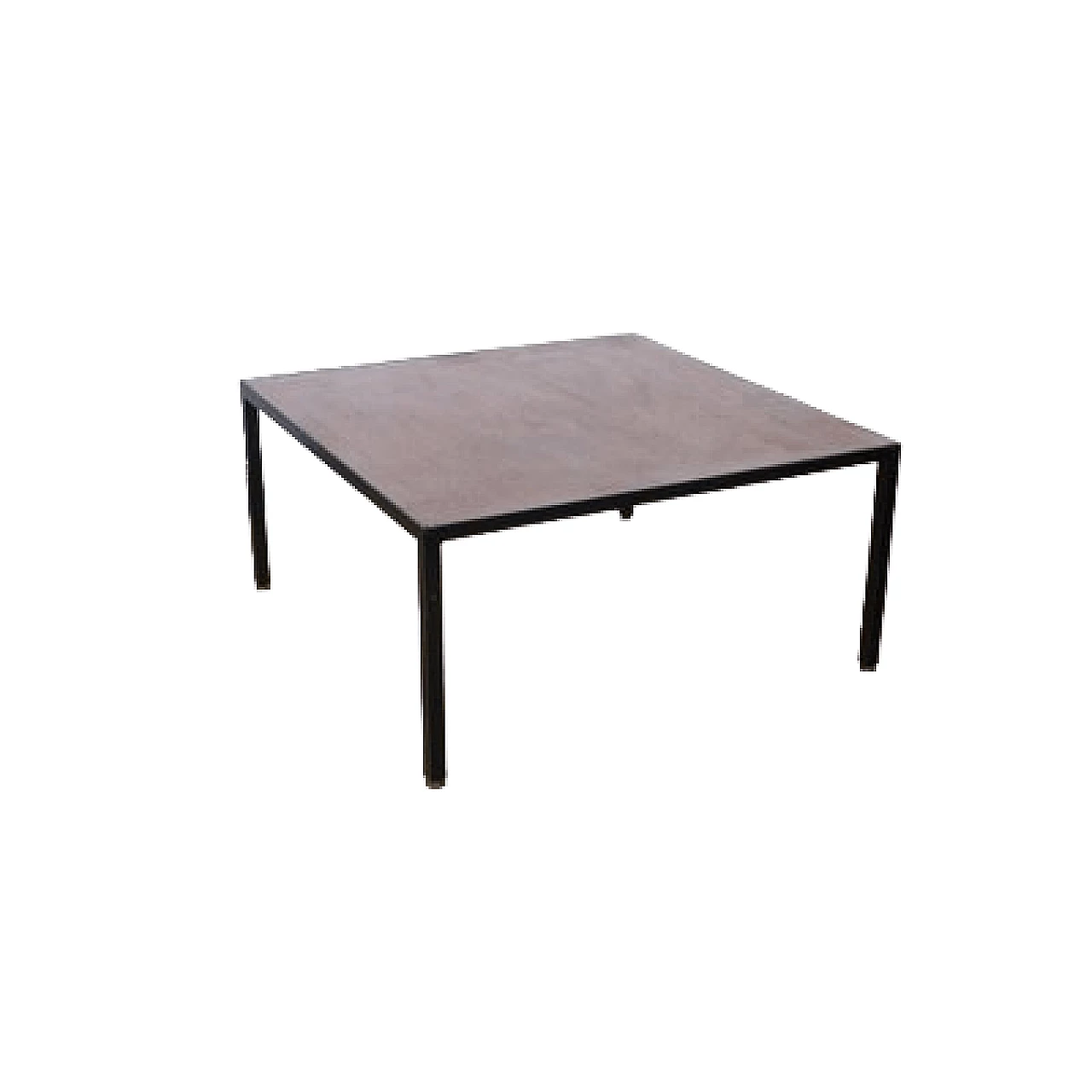 Tavolino quadrato in metallo con piano in noce, anni '60 8