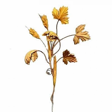 Metal and gilded wood wall light with vine leaves and spikes