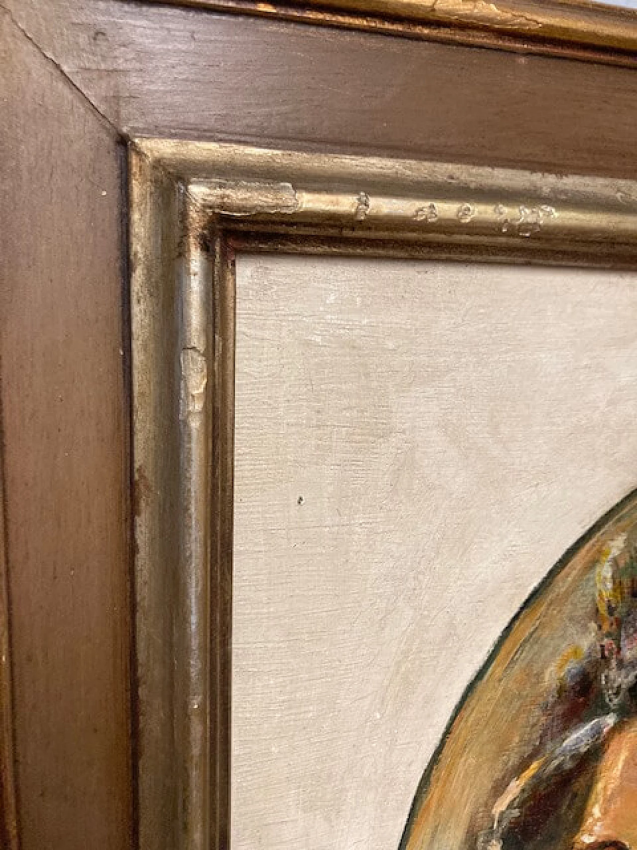 P. Salatini, Woman's Face, oil on cardboard in lacquered frame, 1950s 4