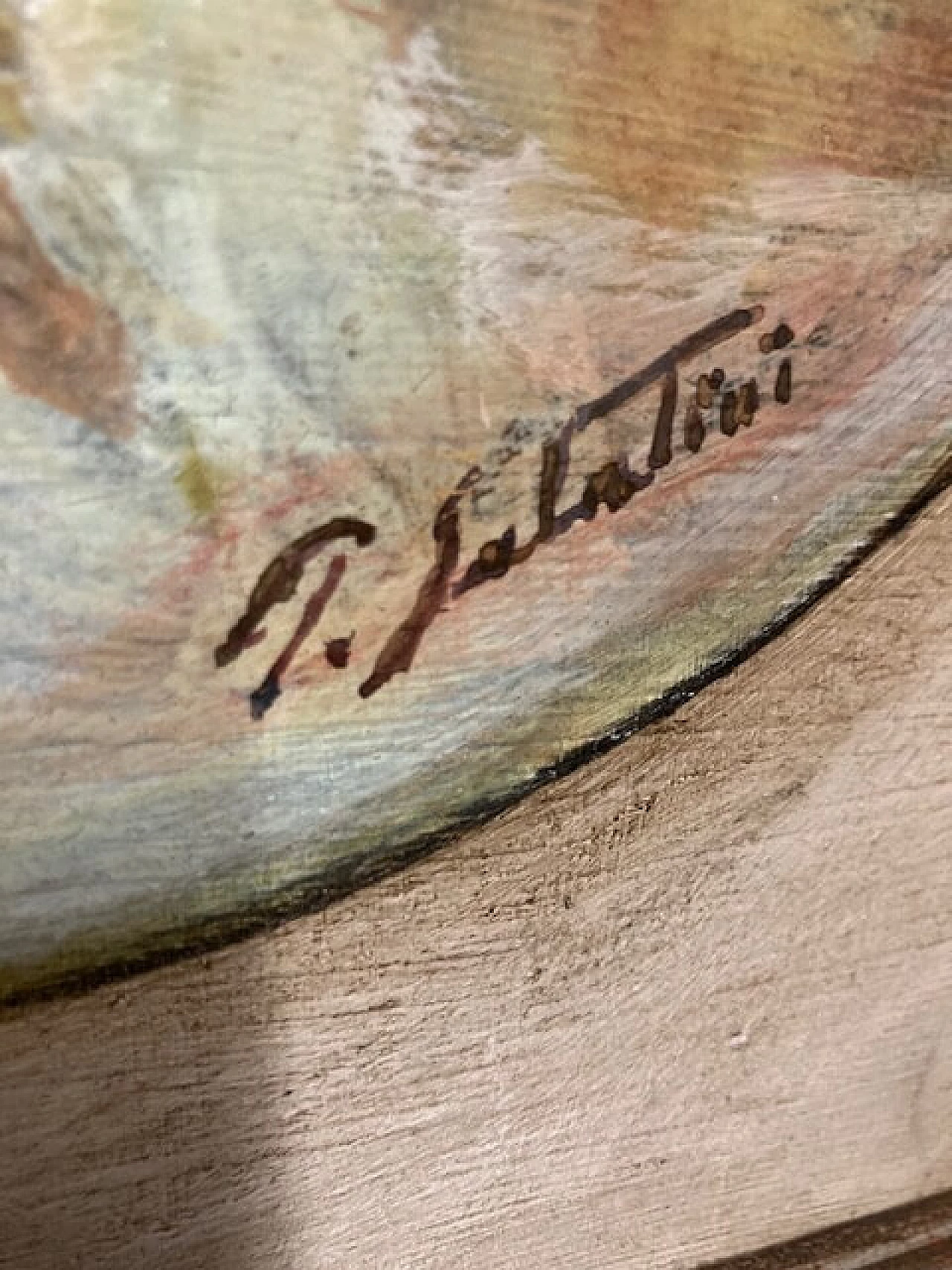 P. Salatini, Woman's Face, oil on cardboard in lacquered frame, 1950s 5