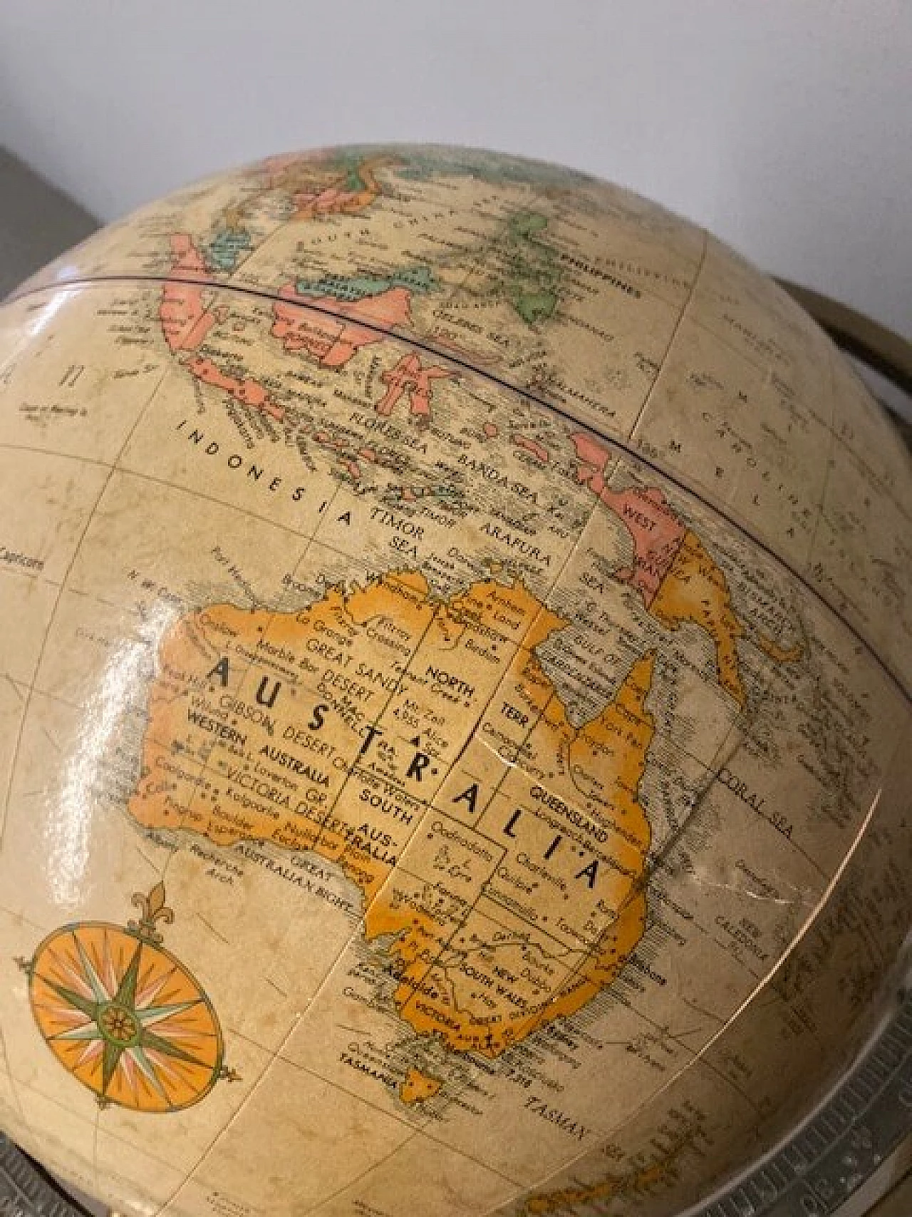 Paper rotating globe with metal structure, 1960s 4