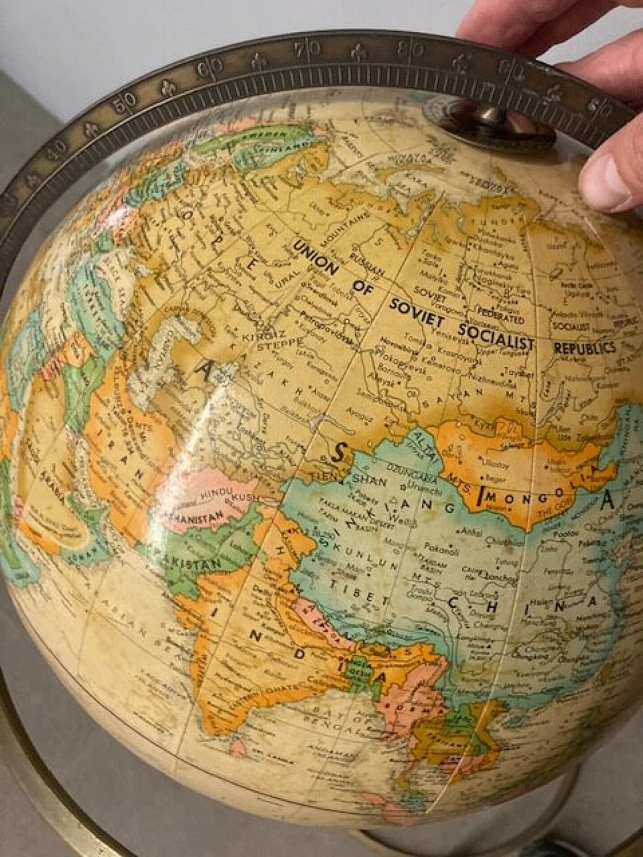Paper rotating globe with metal structure, 1960s 5