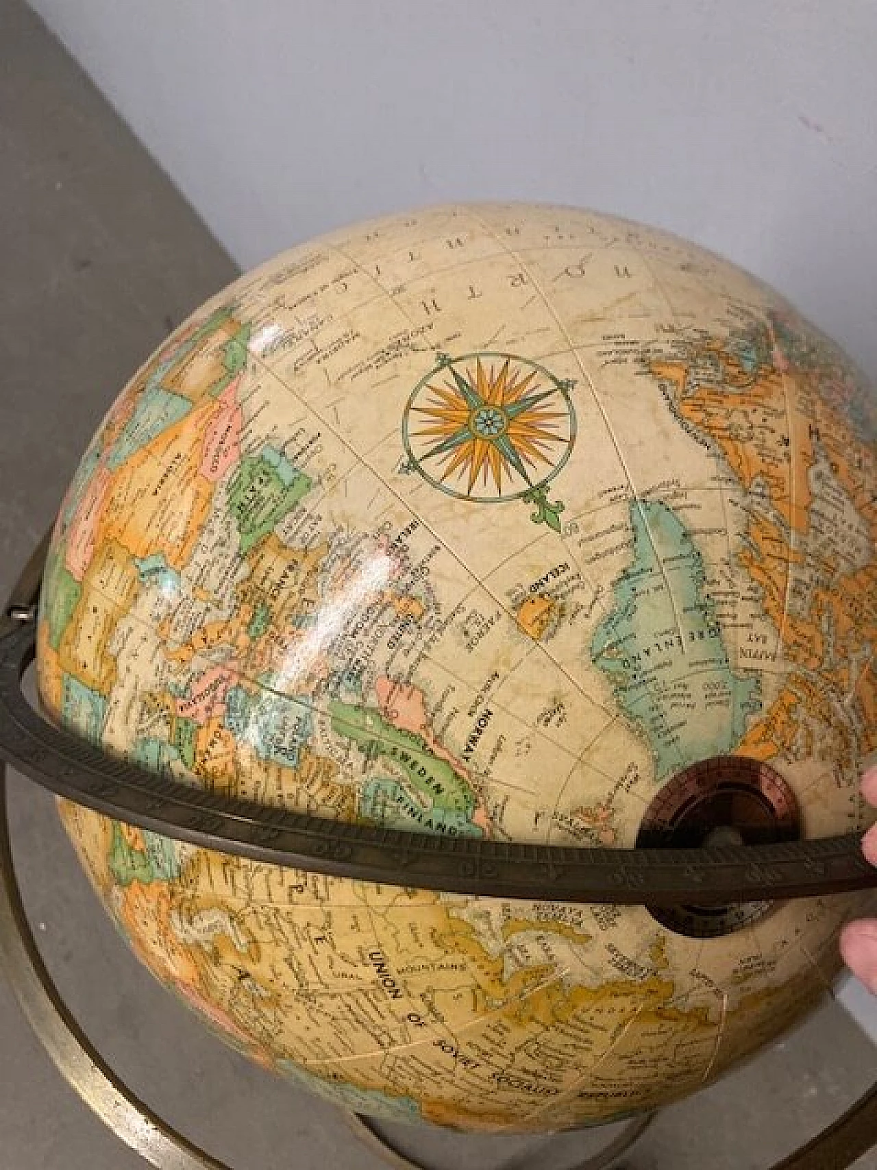 Paper rotating globe with metal structure, 1960s 6