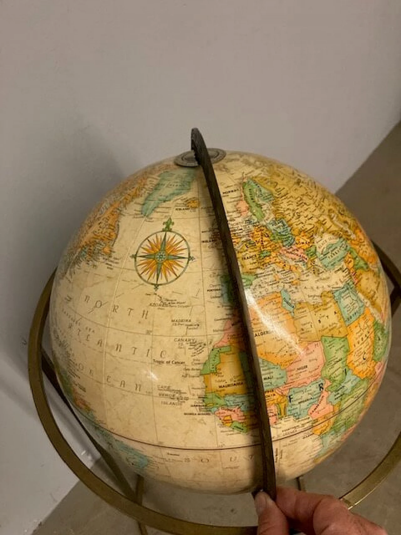 Paper rotating globe with metal structure, 1960s 8