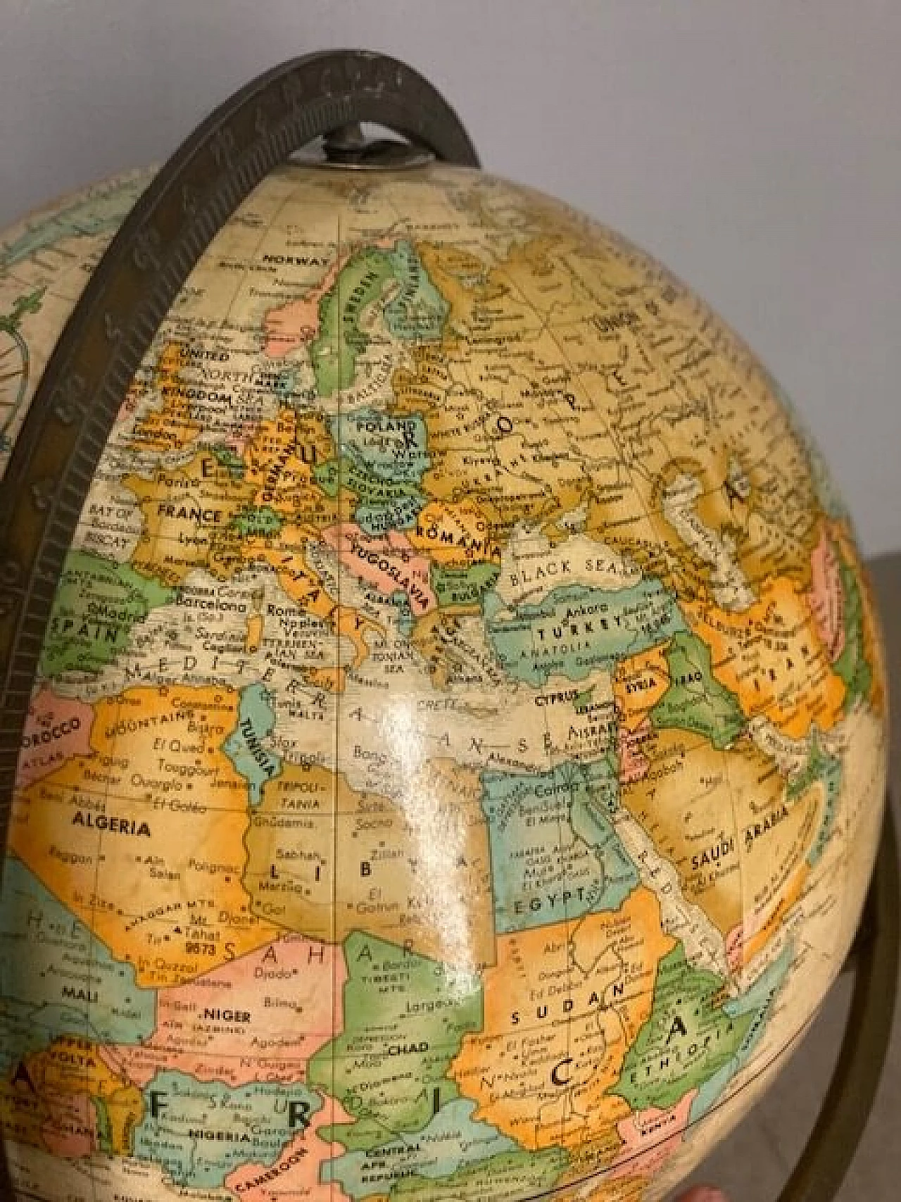 Paper rotating globe with metal structure, 1960s 10