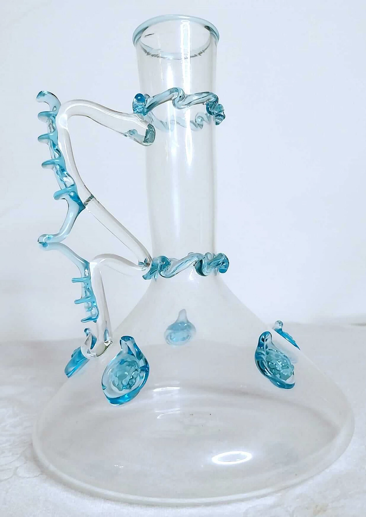Murano glass vase with decorative flowers by Salviati, 1920s 4