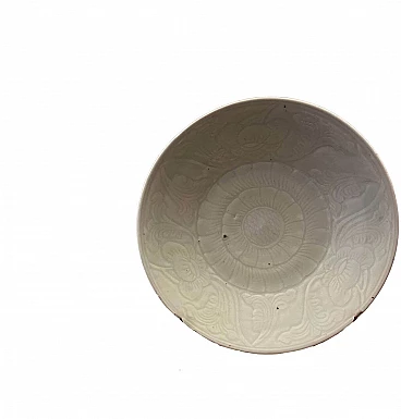 Piatto in ceramica Celadon con motivo floreale, fine '800