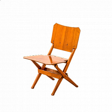 Wood folding chair by Franco Albini for Poggi, 1950s