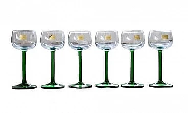 6 Bicchieri in vetro trasparente e verde di Luminarc, anni '70