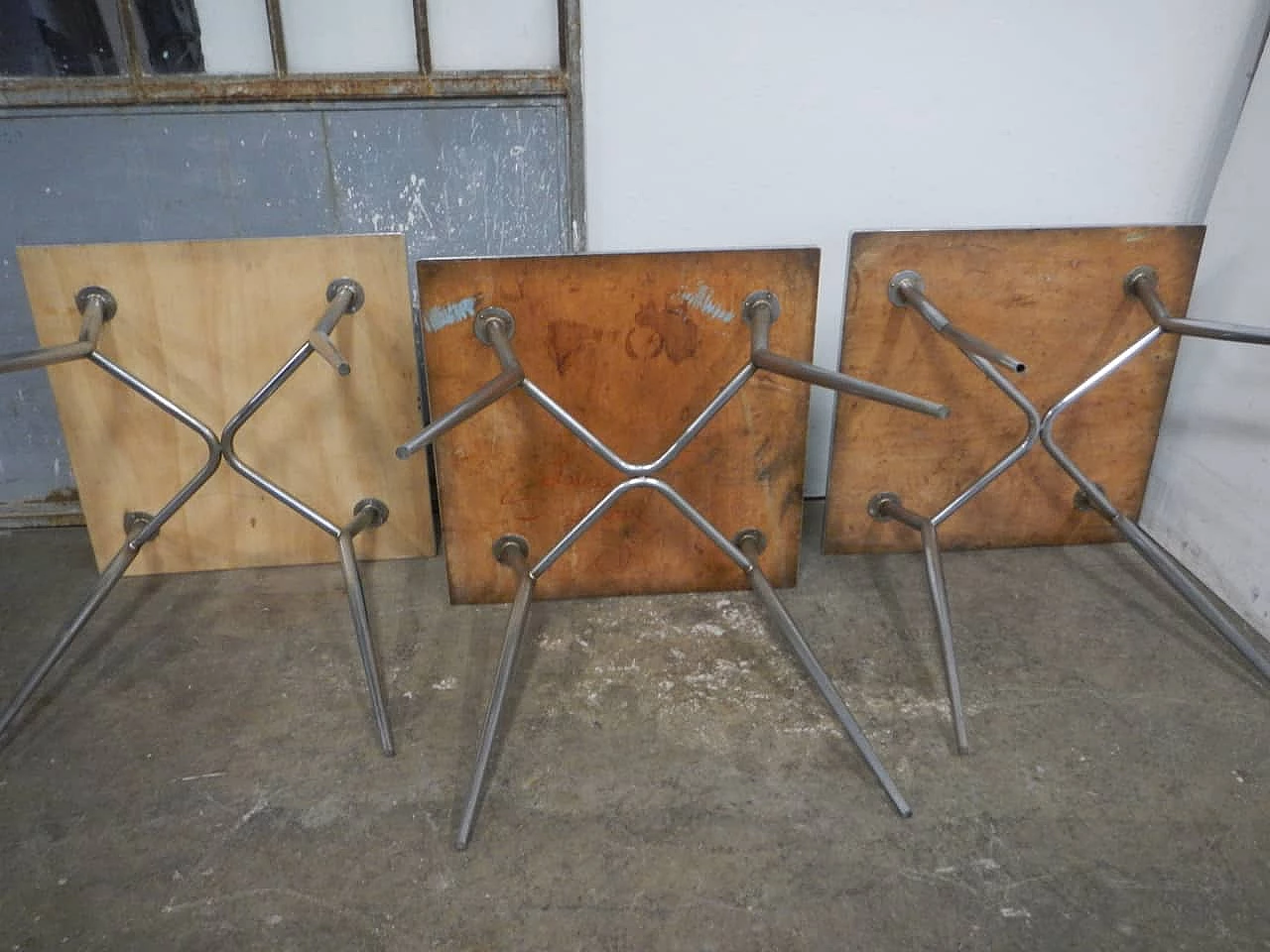 Metal leg table with green formica top, 1950s 3